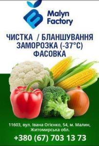 Послуги шокової заморозки ягід, овочів та фруктів